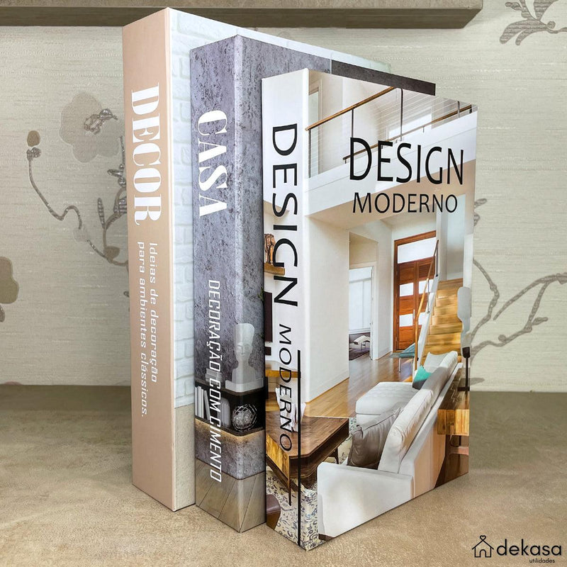 Kit 3 Livros Decorativos Organizadores Grande Luxo - Modelo DECOR