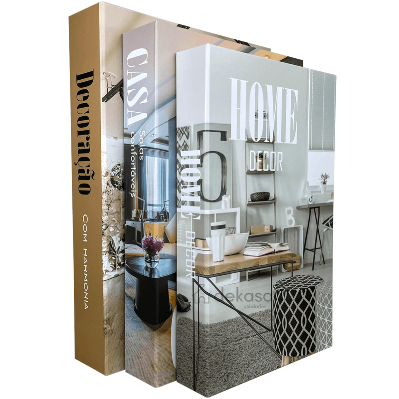 Kit 3 Livros Decorativos Organizadores Grande - Decoração Harmonia