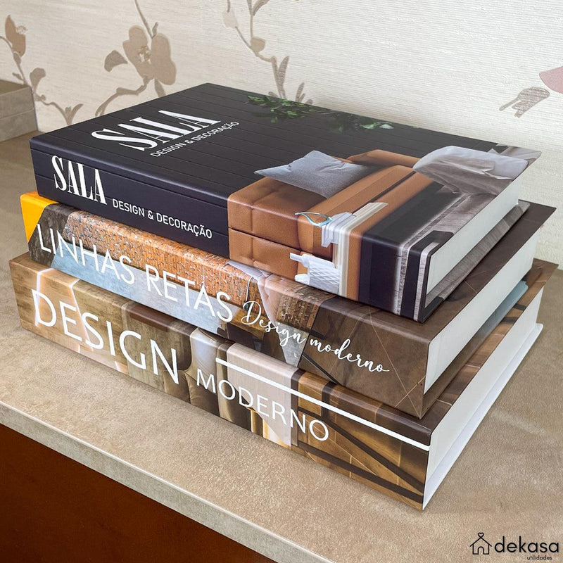 Livros Decorativos Organizadores Conjunto com 3 - Design Moderno