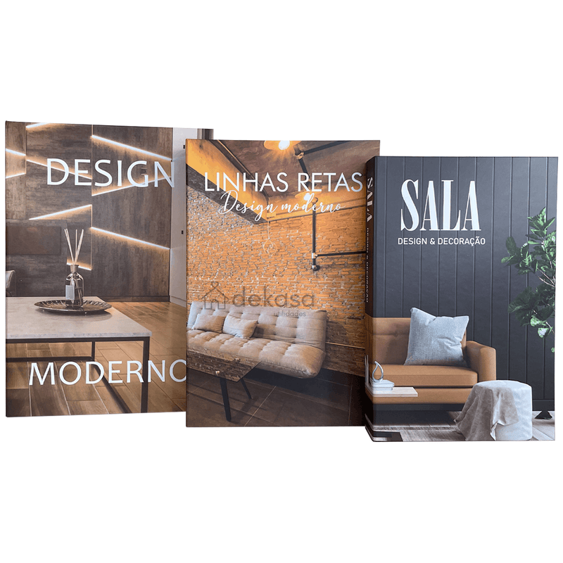 Livros Decorativos Organizadores Conjunto com 3 - Design Moderno
