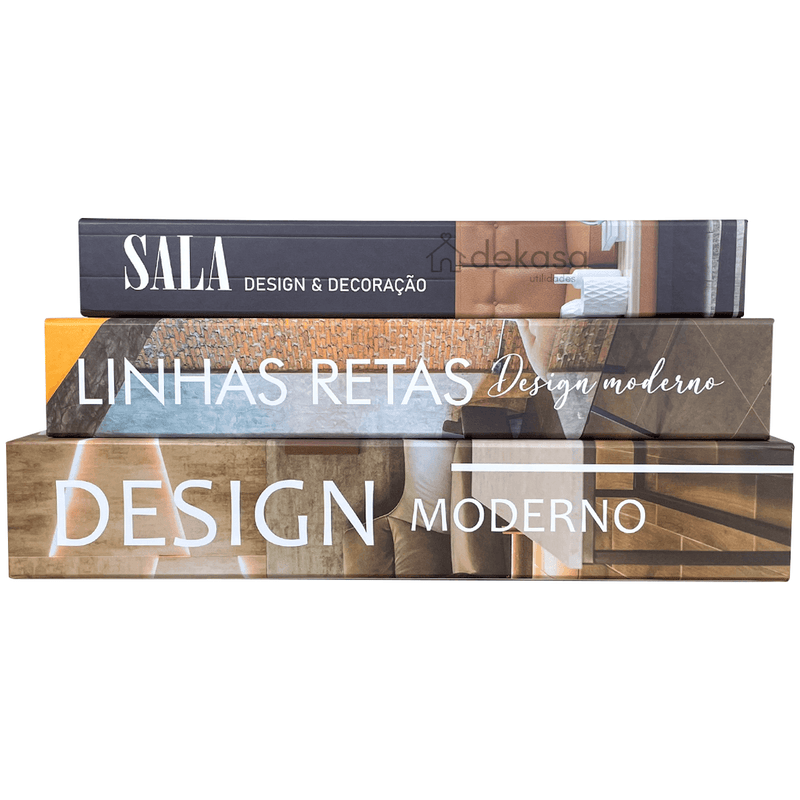Livros Decorativos Organizadores Conjunto com 3 - Design Moderno