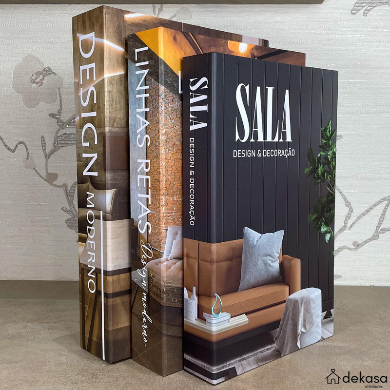Livros Decorativos Organizadores Conjunto com 3 - Design Moderno