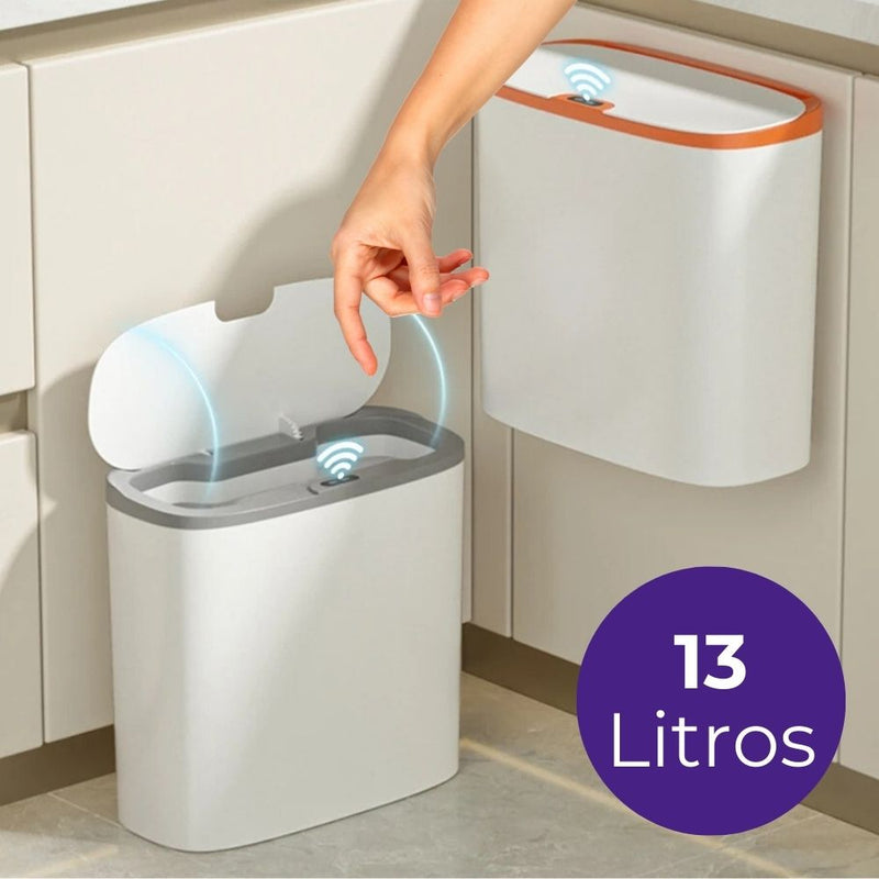 Lixeira Inteligente 13 Litros Abertura Automática Veda Cheiros - [ACOMPANHA PILHAS]