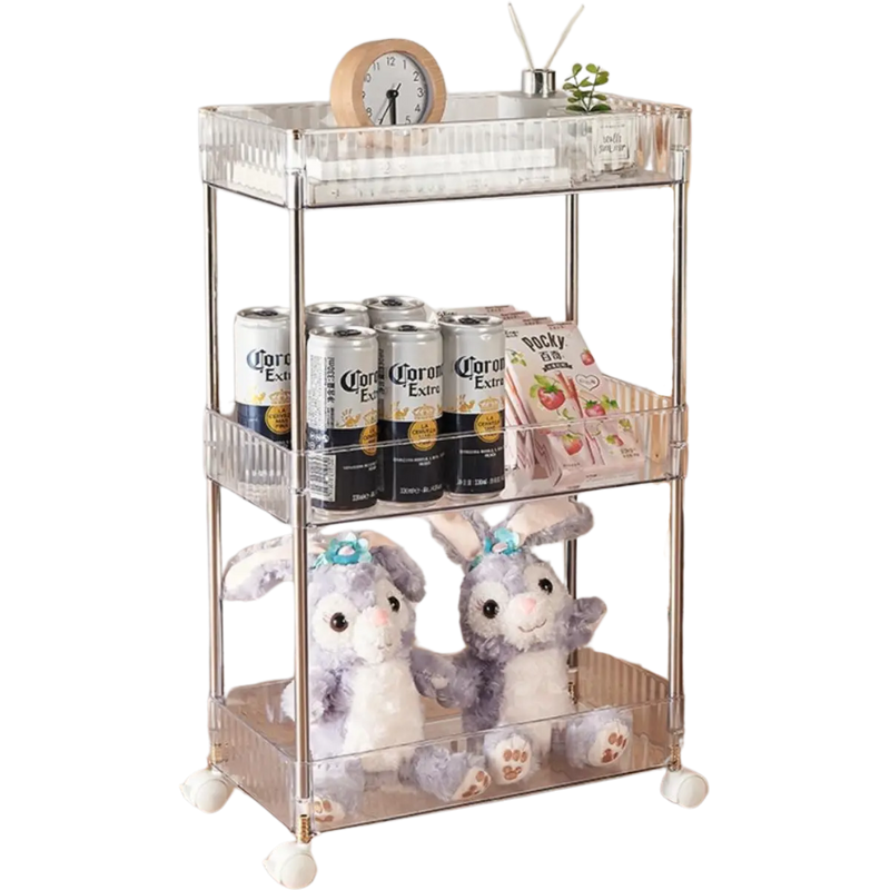 Carrinho Auxiliar Organizador Prateleira Multiuso em Acrílico Vita Decora