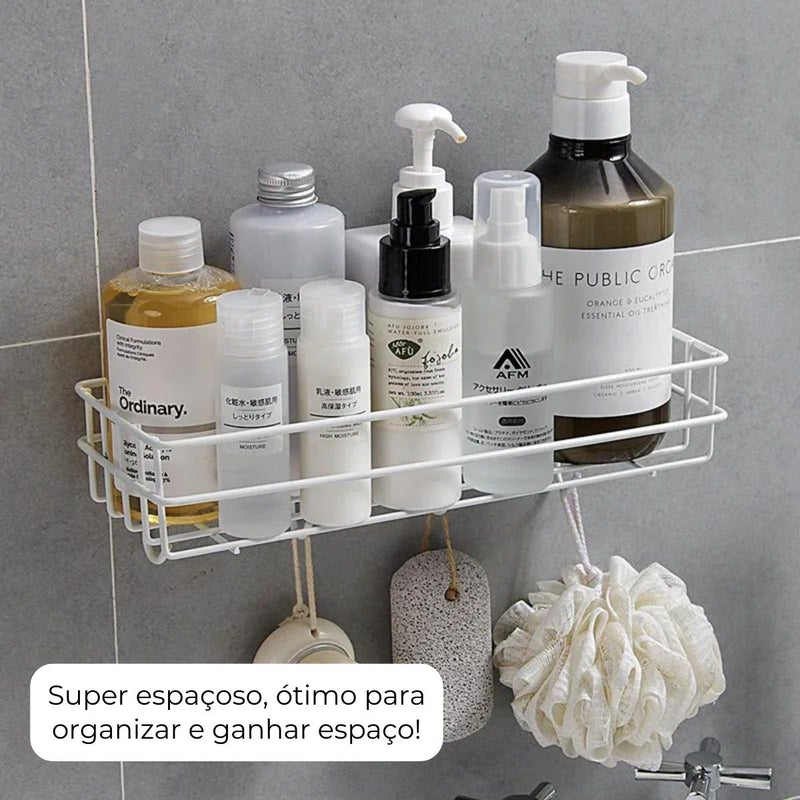 Suporte Shampoo Organizador Com Ganchos Com Adesivos