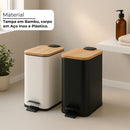 Lixeira 5L Retangular Inox com Bambu