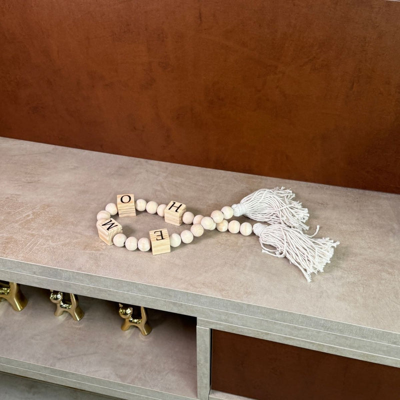 Colar de Mesa Decorativo em Madeira Bege Home