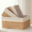 Kit 3 Cestos Organizadores de Vime com Forro em Renda – Elegância e Funcionalidade