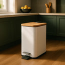 Lixeira 5L Retangular Inox com Bambu