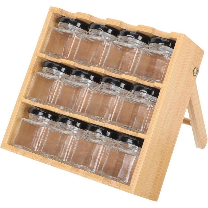 Porta Temperos em Bambu com 12 Potes Herméticos – Organização e Praticidade