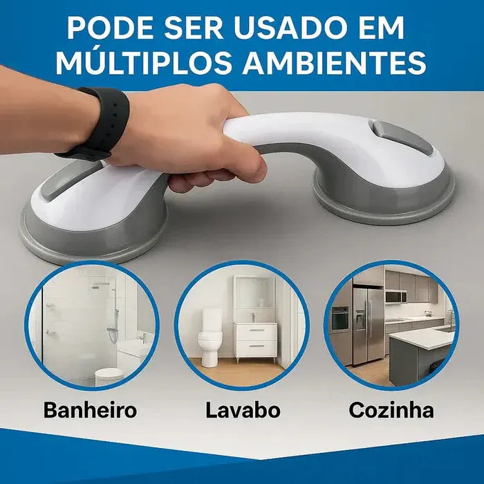 Barra de Apoio para Banheiro com Borrachas de Fixação Antiderrapantes | Suporta até 150k - SafeGrip